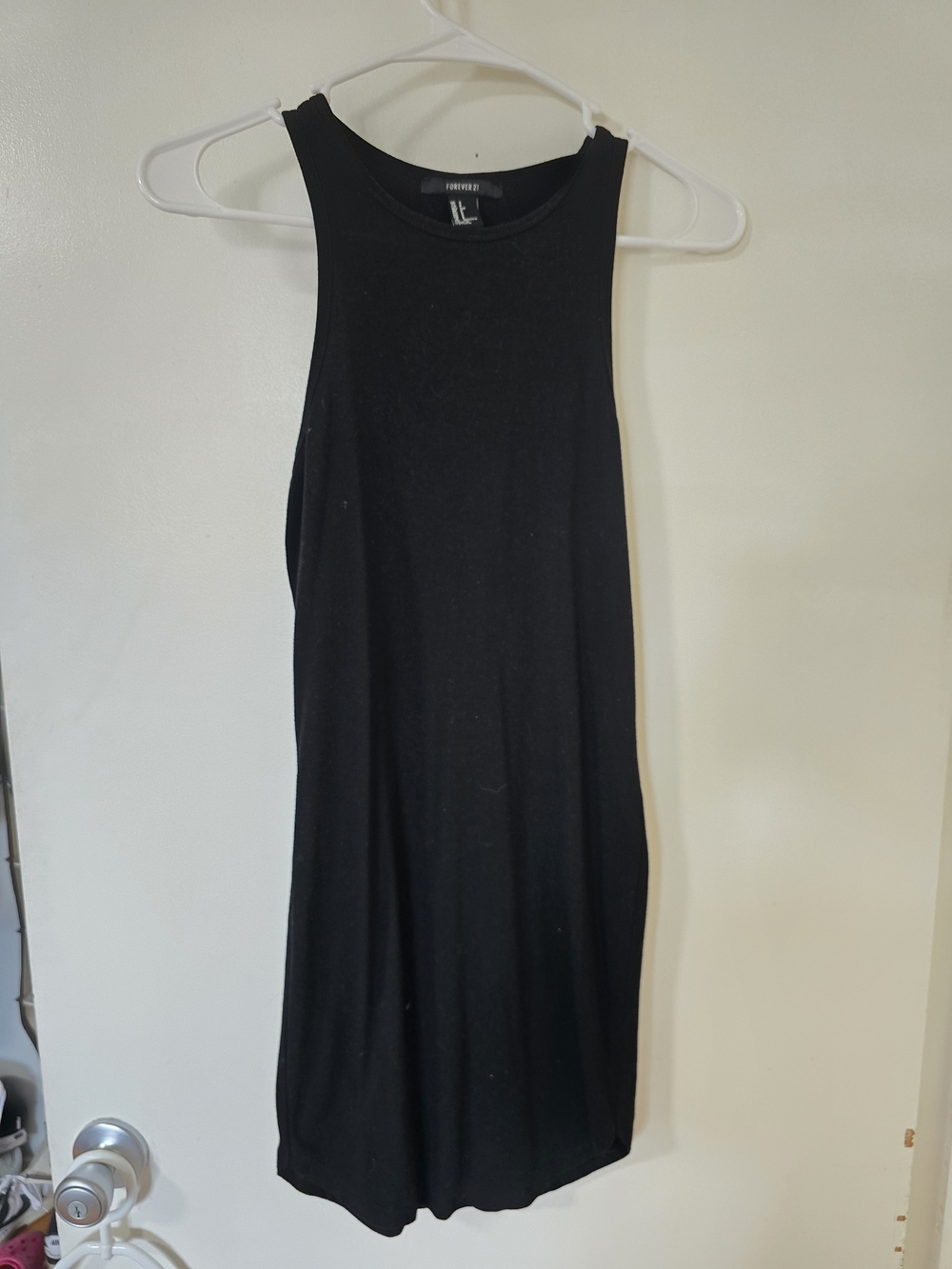 Forever 21 Women's Small Black Sleeveless Racerback Midi Dress Stretch Bodycon